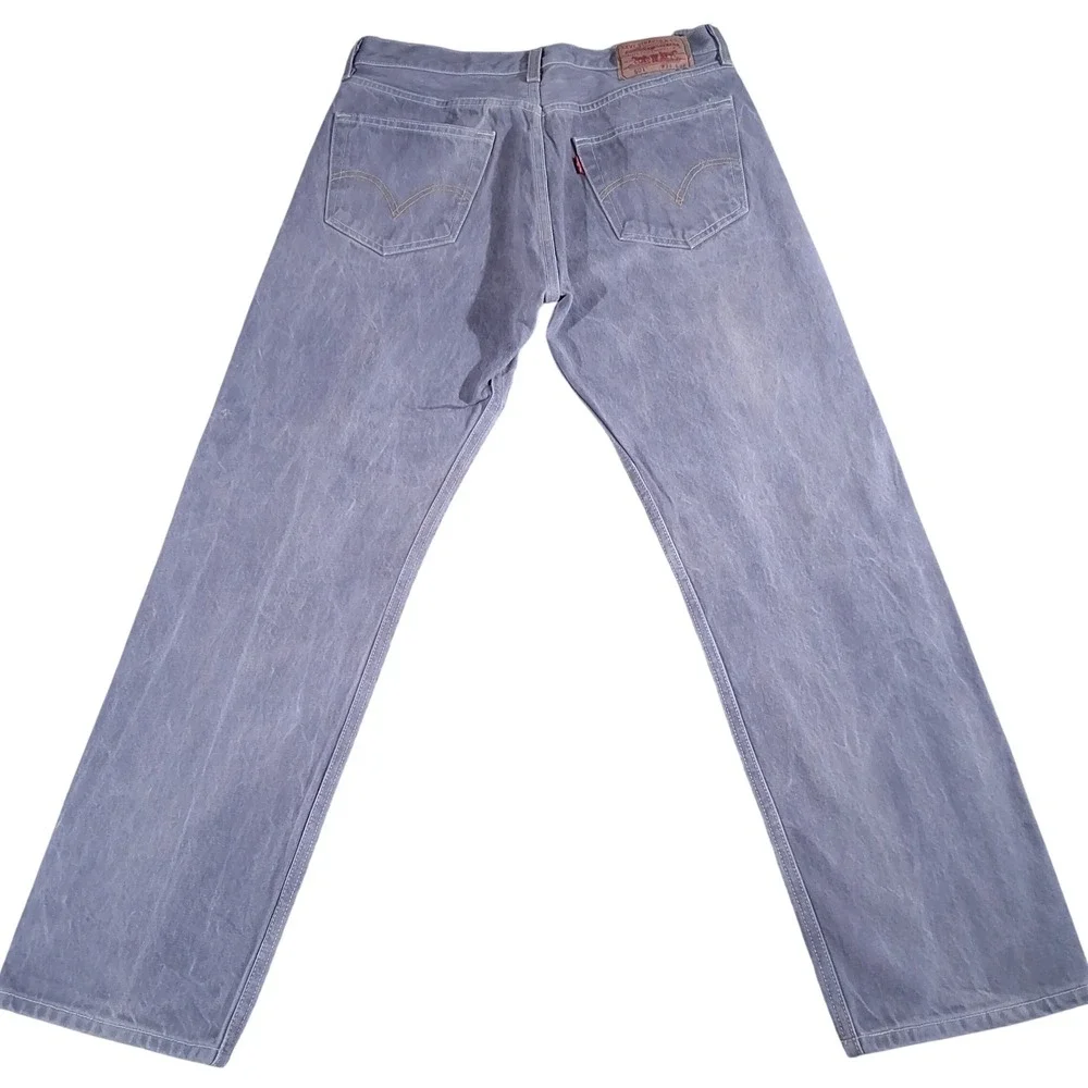 Levis 501 Org. Gray Acid Wash Str. Leg Button Fly Jeans Mens 34x32 (Fits 32x30)